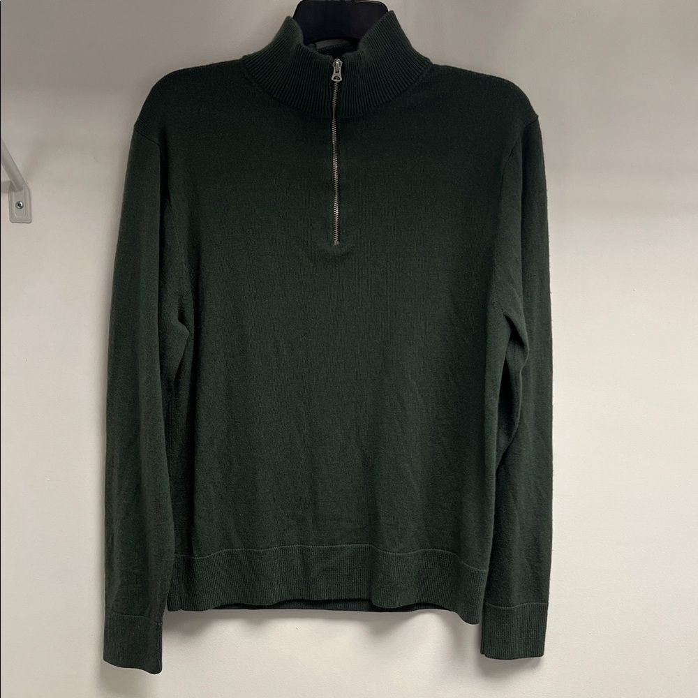 J. Crew Dark Green Zip-Up Sweater